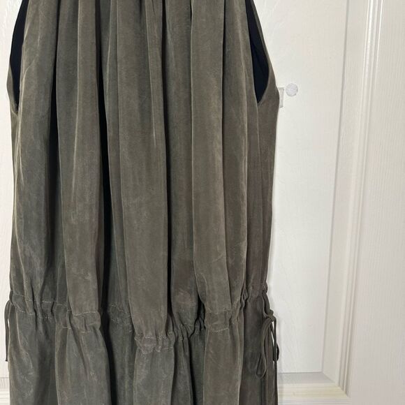 Objects Without Meaning Hi-Neck Halter Dress Gathered Green Lagenlook sz Medium - Picture 12 of 16